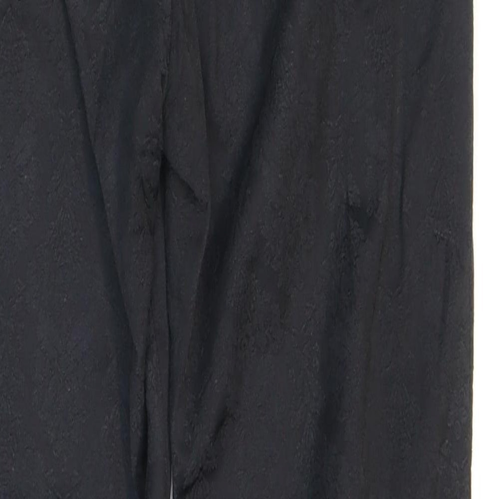 Zara Womens Black Floral Polyester Carrot Trousers Size 4 L27 in Regular Zip - Damask Pattern
