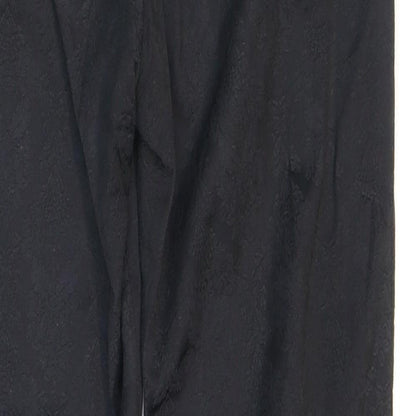 Zara Womens Black Floral Polyester Carrot Trousers Size 4 L27 in Regular Zip - Damask Pattern