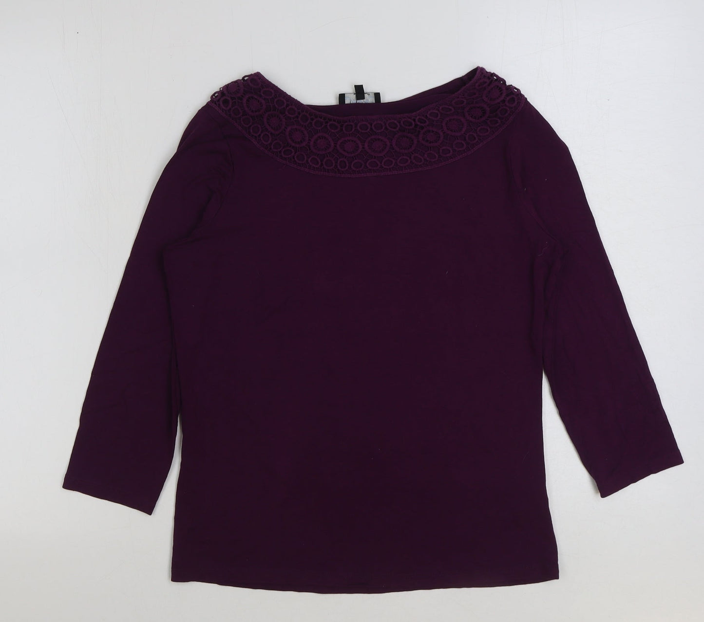 matala Womens Purple Viscose Basic T-Shirt Size 10 Scoop Neck