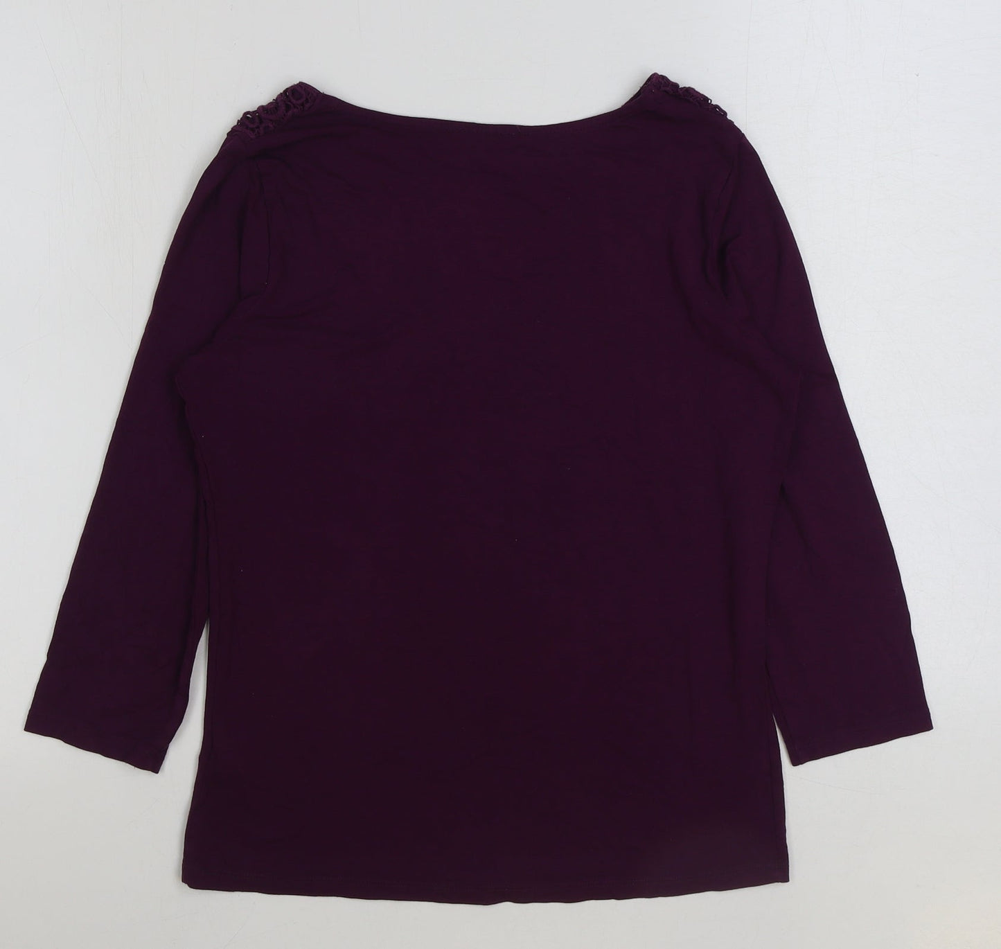 matala Womens Purple Viscose Basic T-Shirt Size 10 Scoop Neck