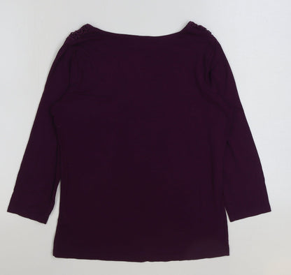 matala Womens Purple Viscose Basic T-Shirt Size 10 Scoop Neck