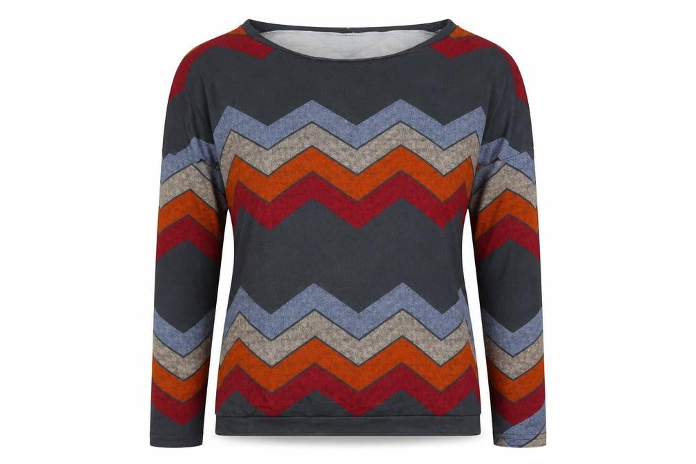 Preworn Womens Multicoloured Geometric Polyester Basic T-Shirt Size M Round Neck