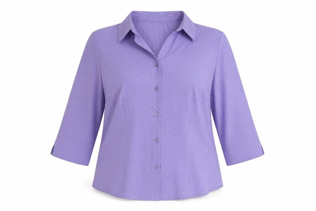 Bonmarché Womens Purple Striped Polyester Basic Button-Up Size 18 Collared