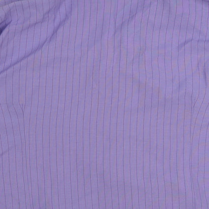 Bonmarché Womens Purple Striped Polyester Basic Button-Up Size 18 Collared