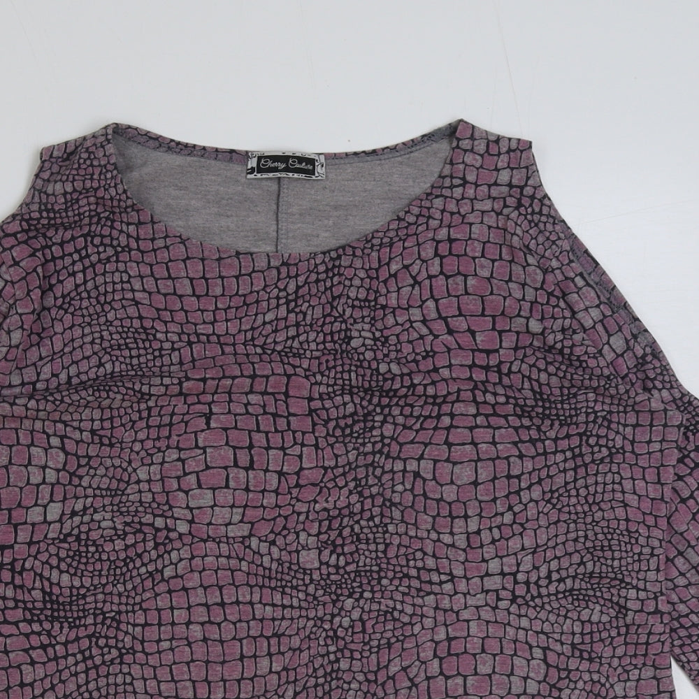 Cherry Couture Womens Pink Animal Print Polyester Basic T-Shirt Size S Round Neck