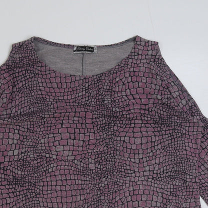 Cherry Couture Womens Pink Animal Print Polyester Basic T-Shirt Size S Round Neck