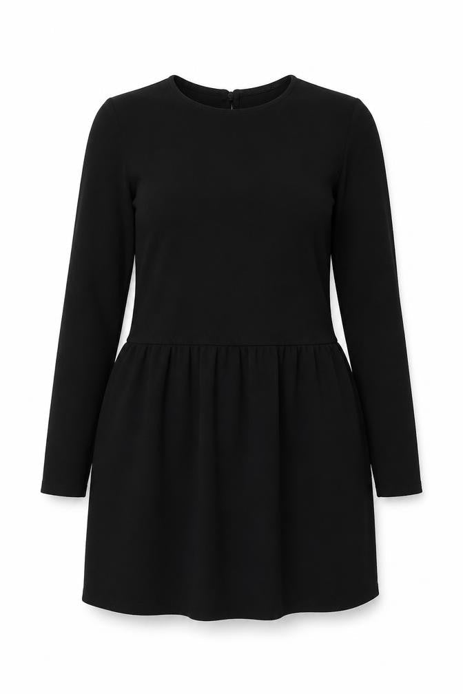 Select Womens Black Polyester A-Line Size 12 Round Neck Button