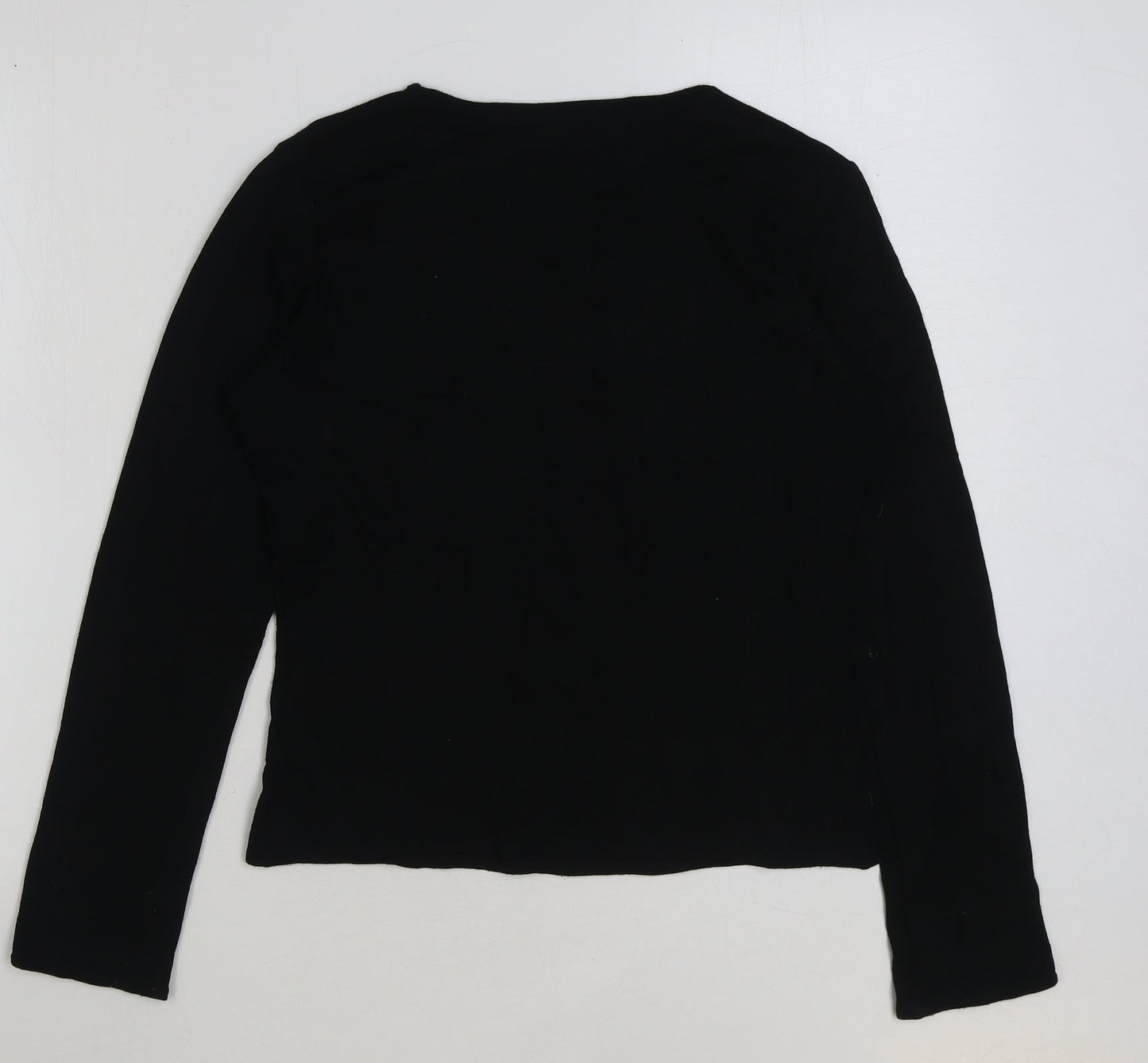 Yessica Womens Black Viscose Basic T-Shirt Size 16 V-Neck