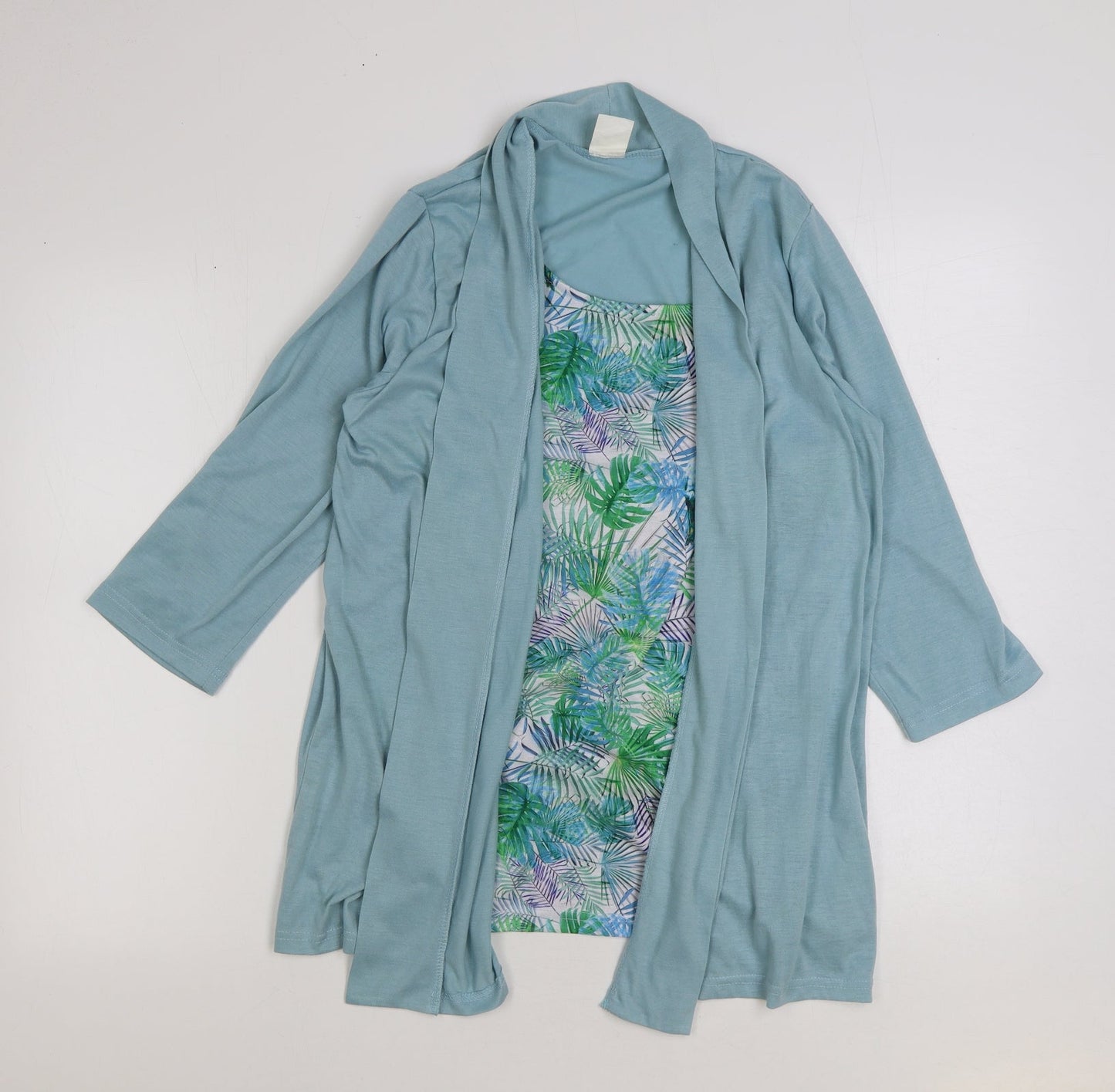 Gabriella Vicenza Womens Blue Floral Polyester Basic T-Shirt Size 14 Round Neck