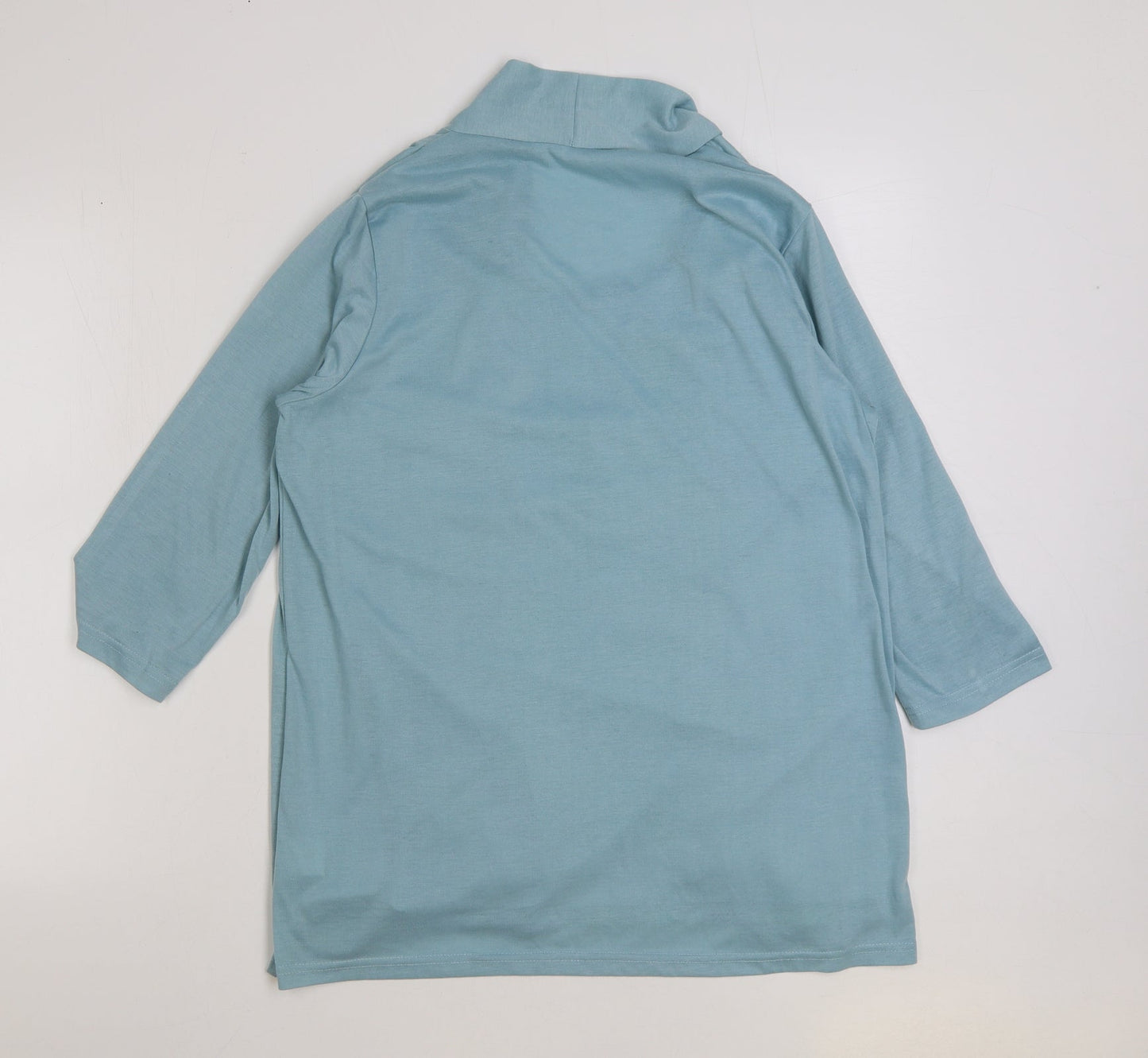Gabriella Vicenza Womens Blue Floral Polyester Basic T-Shirt Size 14 Round Neck