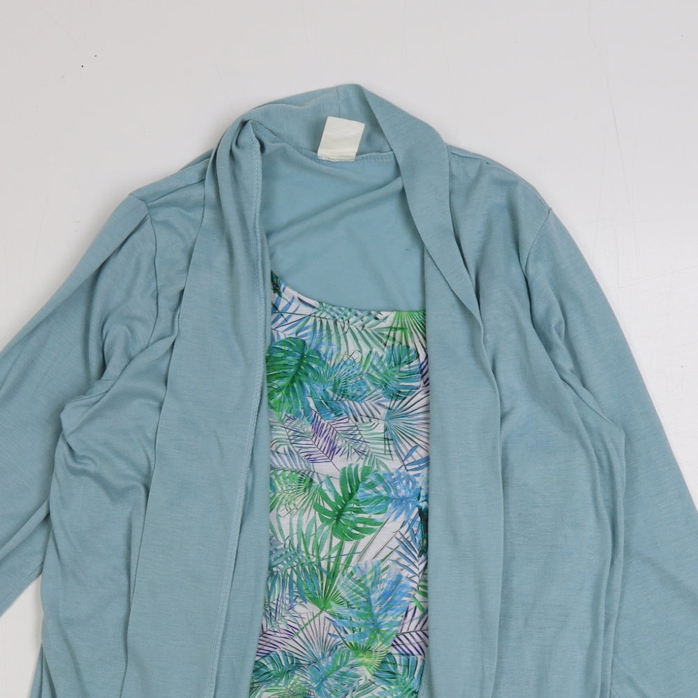 Gabriella Vicenza Womens Blue Floral Polyester Basic T-Shirt Size 14 Round Neck