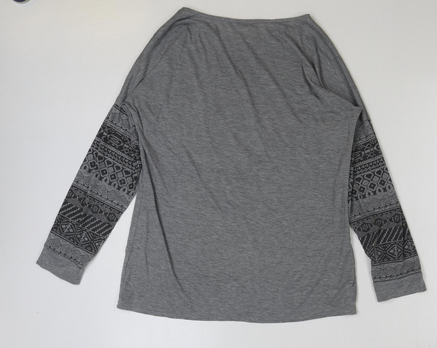 Zanzea Womens Grey Geometric Polyester Basic T-Shirt Size M Scoop Neck
