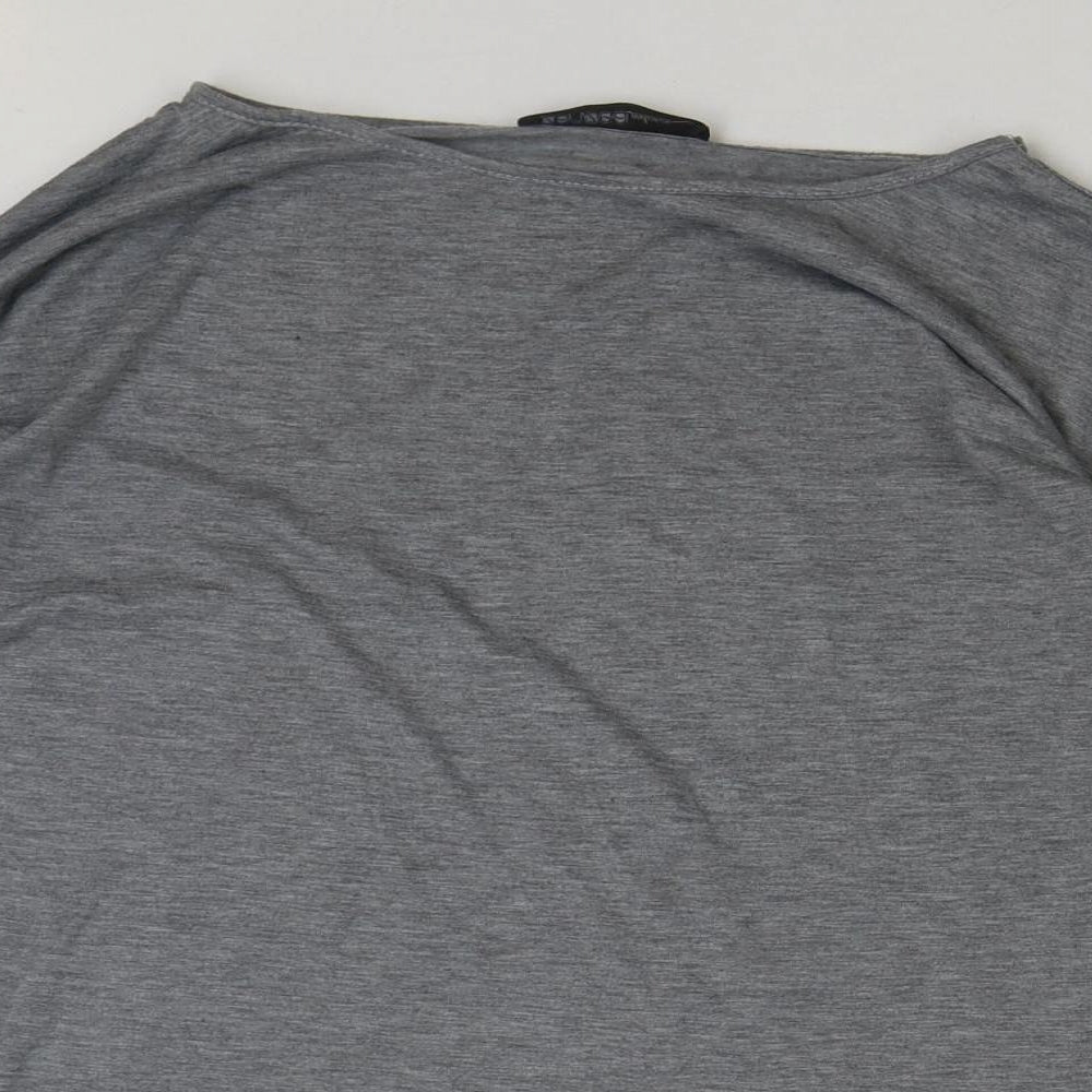 Zanzea Womens Grey Geometric Polyester Basic T-Shirt Size M Scoop Neck