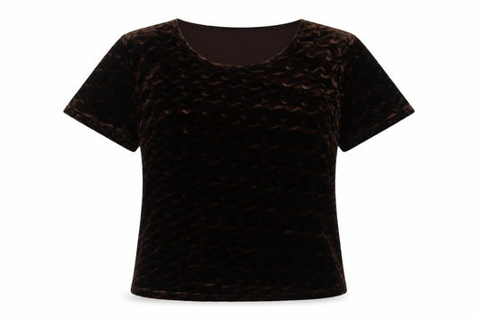 twotone Womens Brown Polyester Basic T-Shirt Size 16 Round Neck