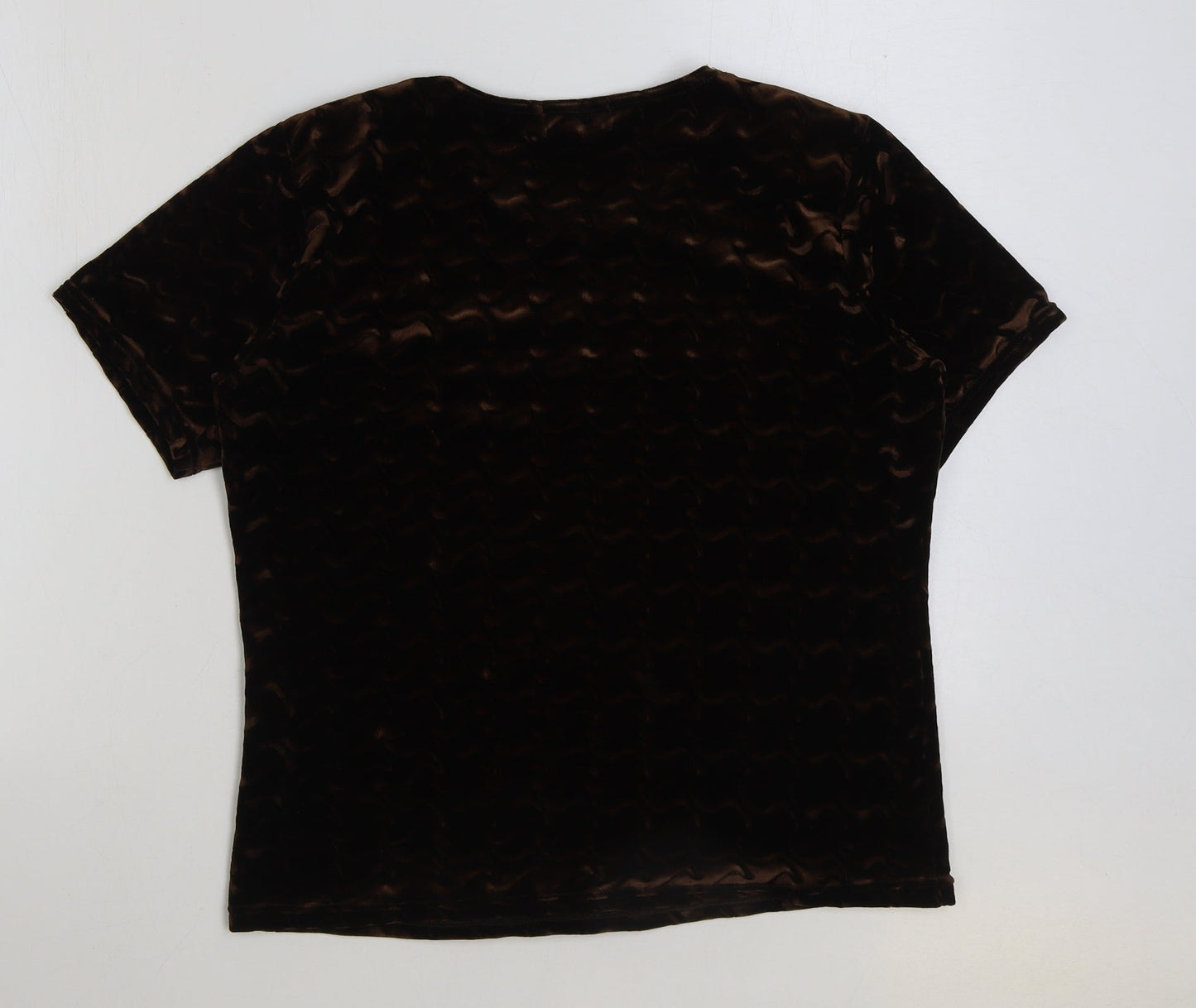 twotone Womens Brown Polyester Basic T-Shirt Size 16 Round Neck