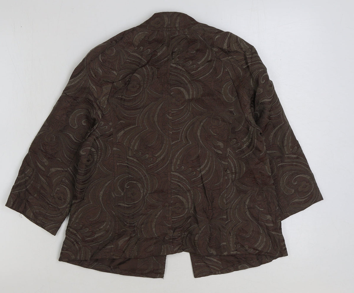 Monsoon Womens Beige Geometric Jacket Size 8 Hook & Eye