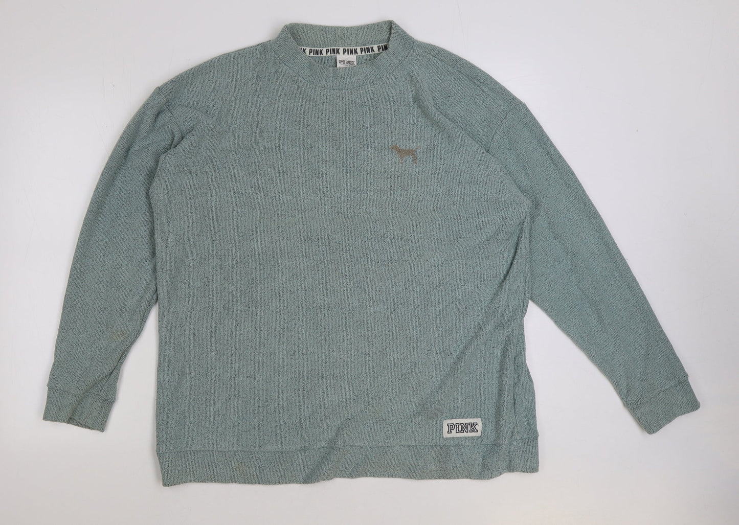 PINK Womens Black Cotton Pullover Sweatshirt Size L Pullover