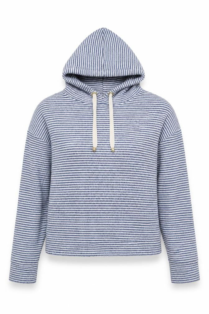 George Womens Blue Striped Polyester Pullover Hoodie Size 8 Pullover