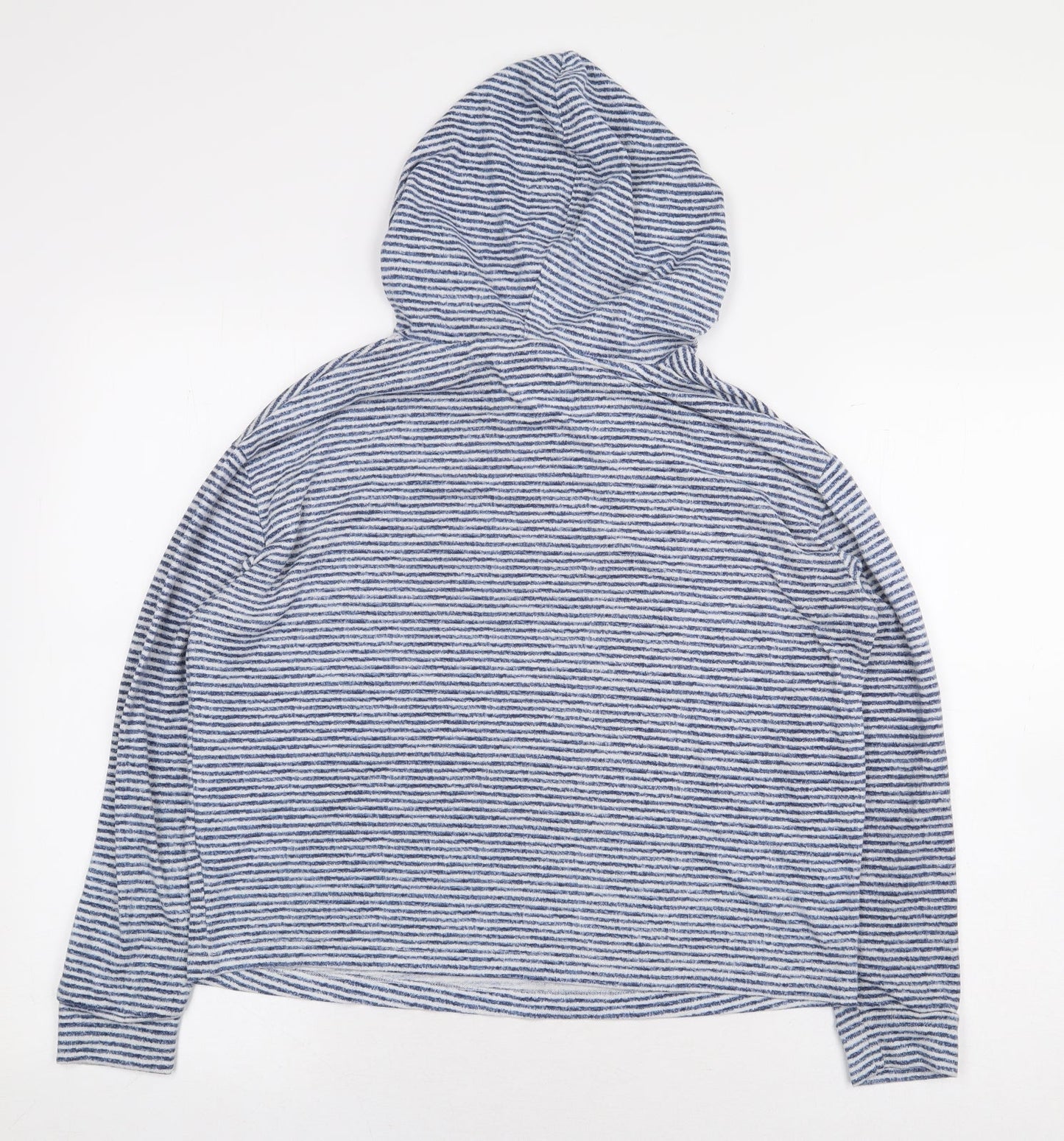 George Womens Blue Striped Polyester Pullover Hoodie Size 8 Pullover