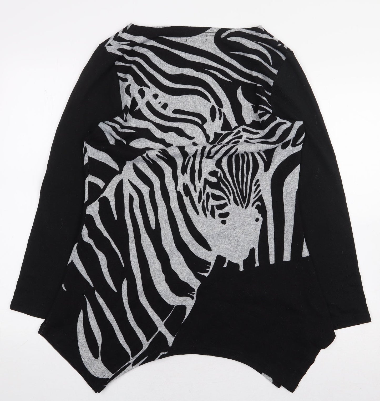 CMD Womens Black Animal Print Polyester Pullover Size M Pullover - Zebra Print