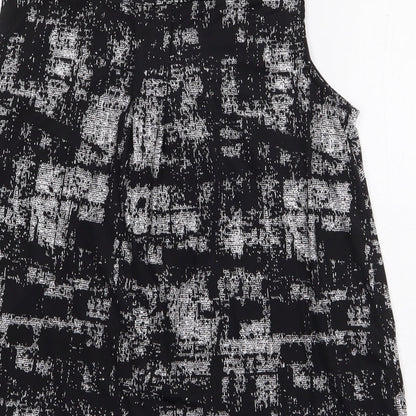 Pebble Bay BLA Womens Black Geometric Polyester Basic Tank Size 12 V-Neck