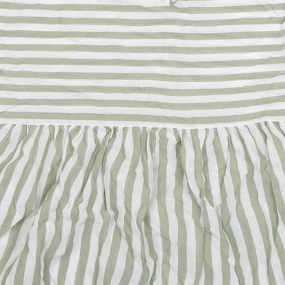 Preworn Womens Green Striped Lyocell Basic Blouse Size L Boat Neck