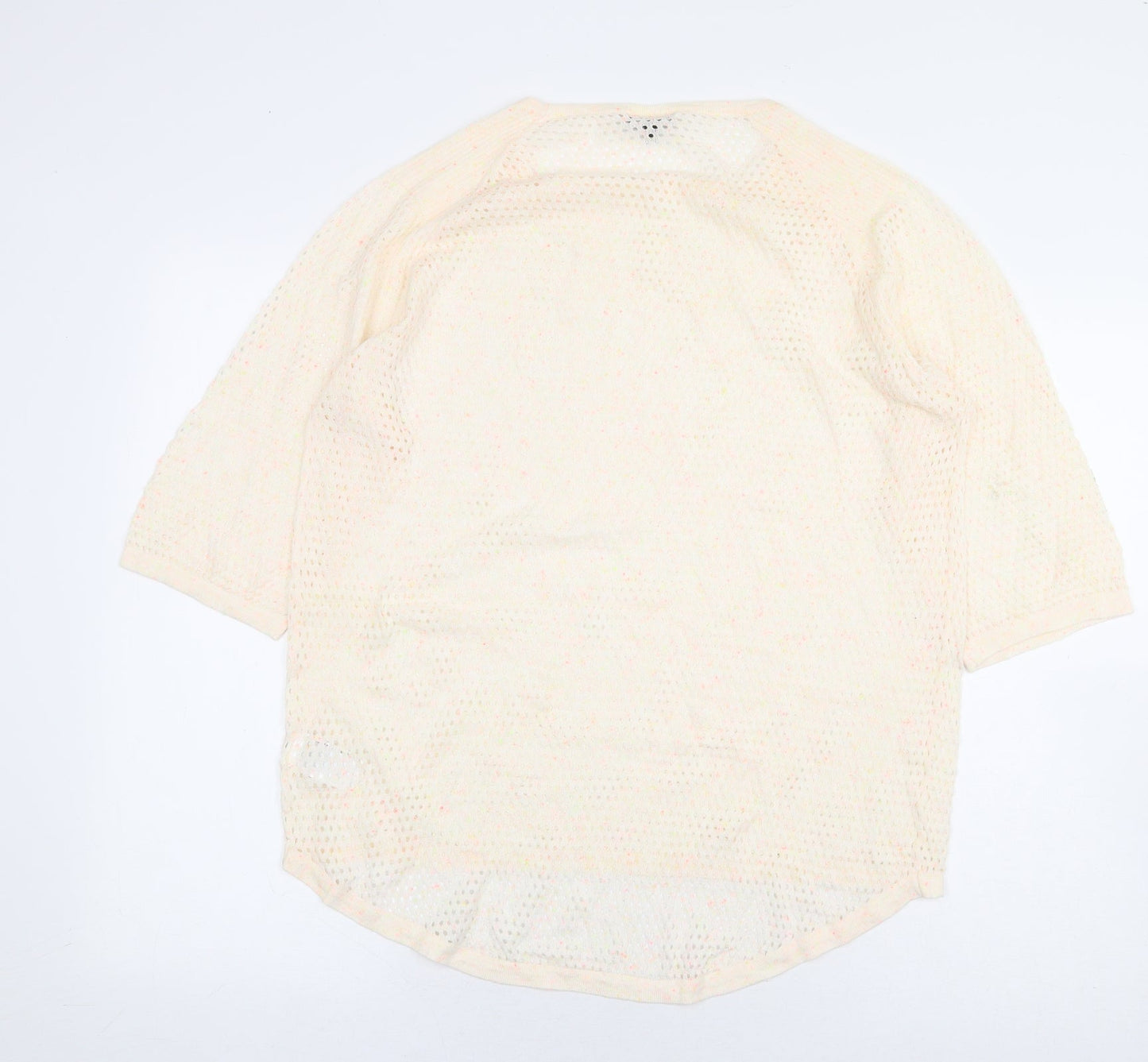 Warehouse Womens Pink Cotton Basic Blouse Size 16 Round Neck - Hole Cut Outs, Paint Splatter Effect