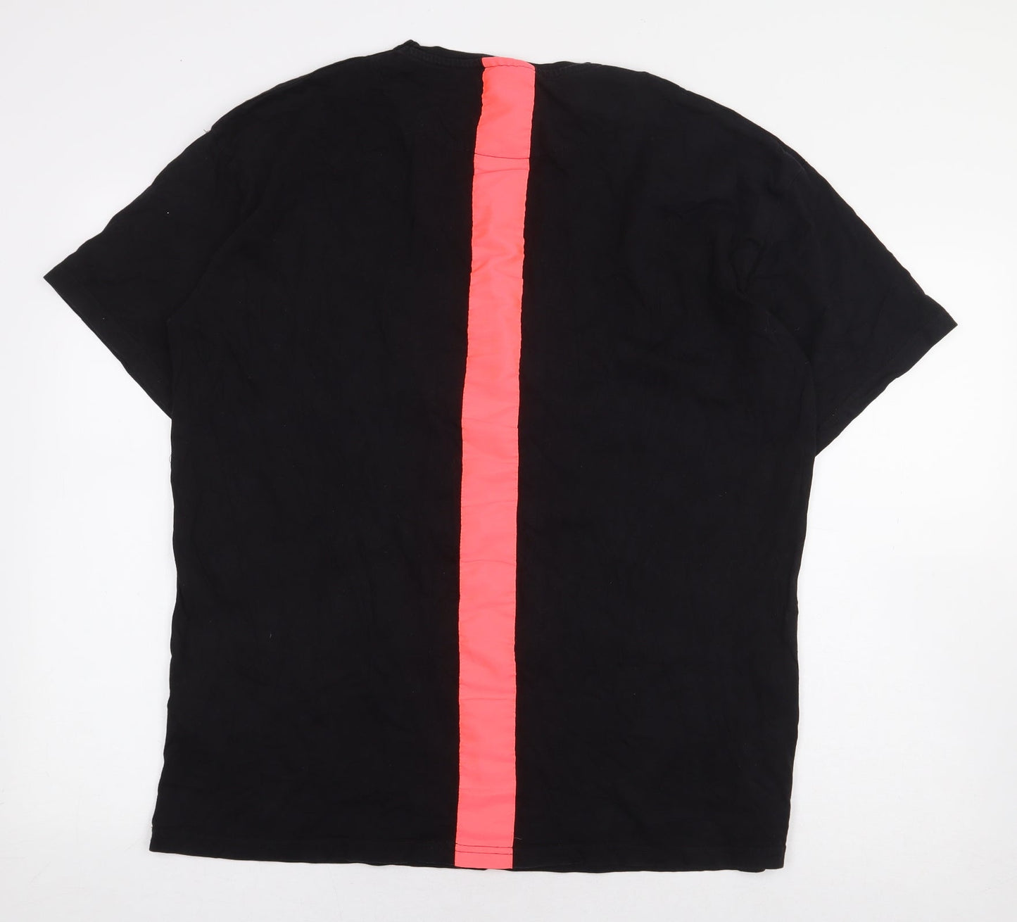 Boohoo Man Mens Black Cotton T-Shirt Size M Round Neck - Pink Stripe
