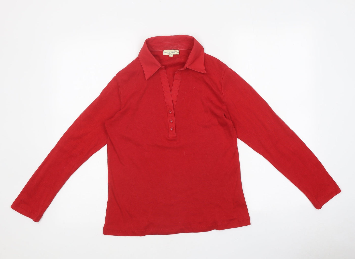 First Avenue Mens Red Polyester Button-Up Size S Collared Button