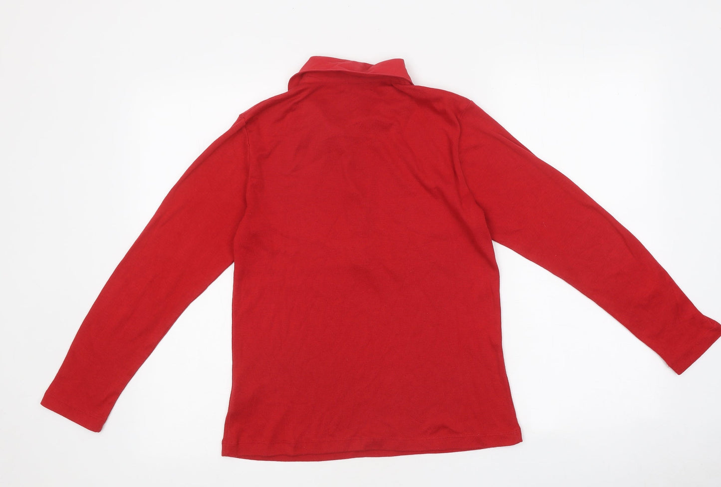 First Avenue Mens Red Polyester Button-Up Size S Collared Button