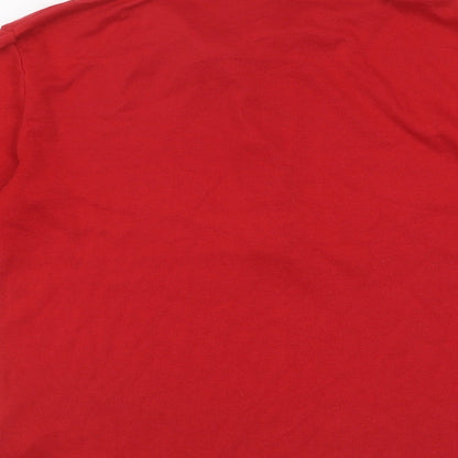 First Avenue Mens Red Polyester Button-Up Size S Collared Button