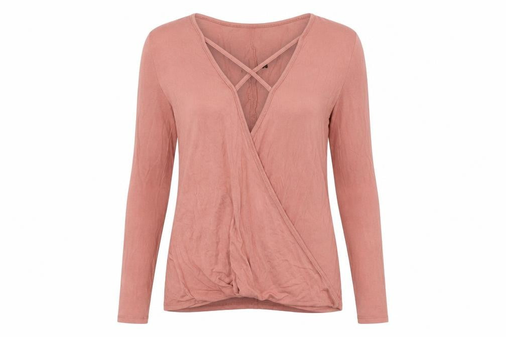 Missguided Womens Pink Polyester Basic T-Shirt Size 8 V-Neck