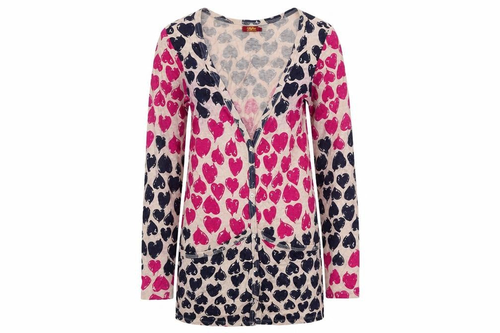 Buffalo Womens Multicoloured Geometric Polyester Basic Button-Up Size 10 V-Neck - Heart Print