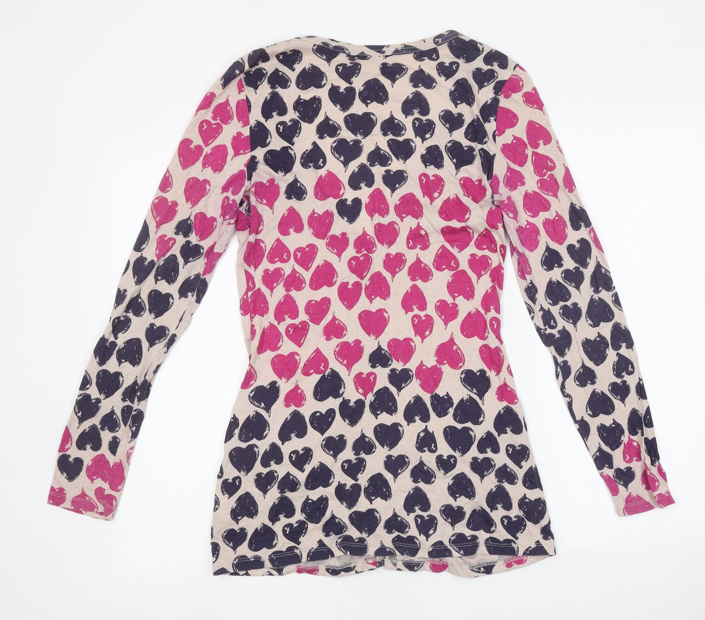 Buffalo Womens Multicoloured Geometric Polyester Basic Button-Up Size 10 V-Neck - Heart Print