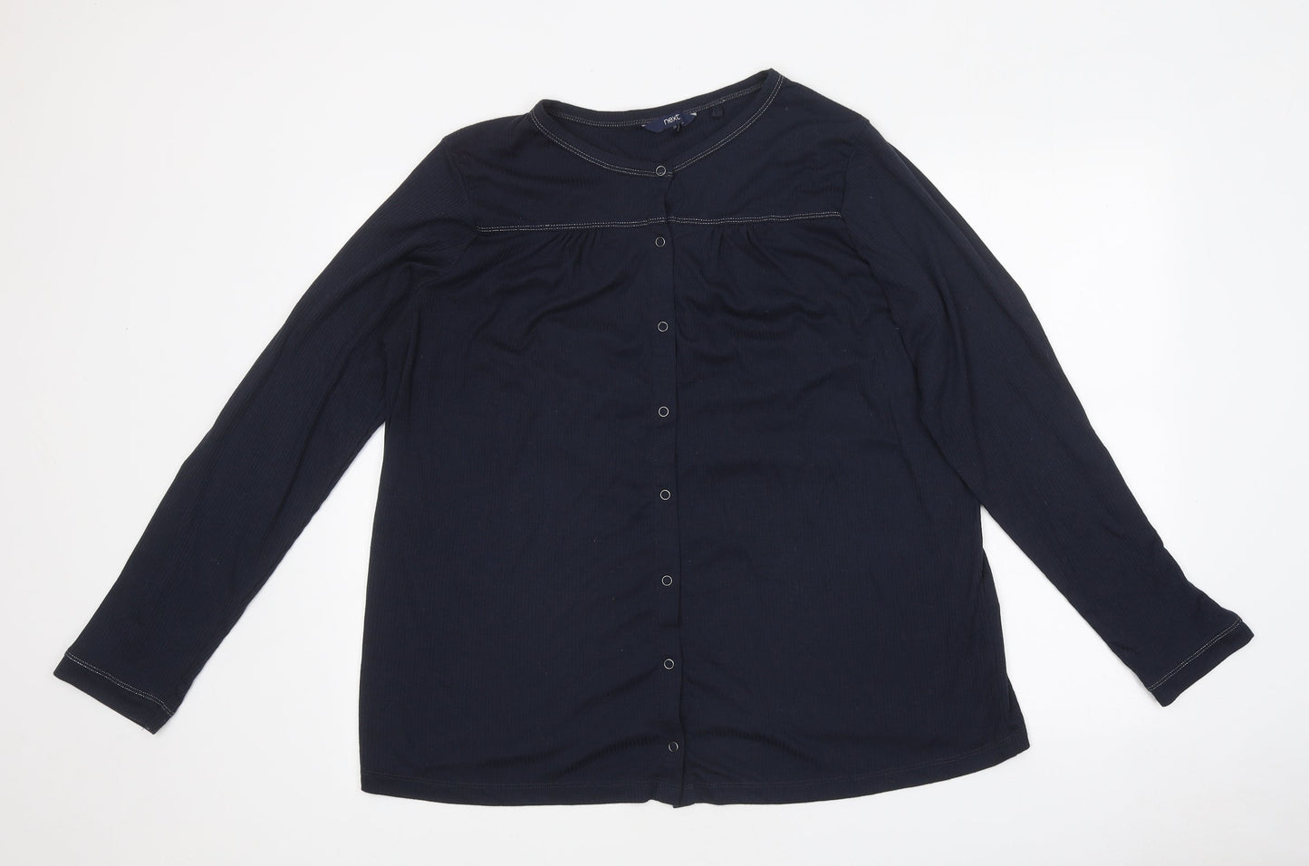NEXT Womens Black Polyester Basic Button-Up Size 2 Round Neck