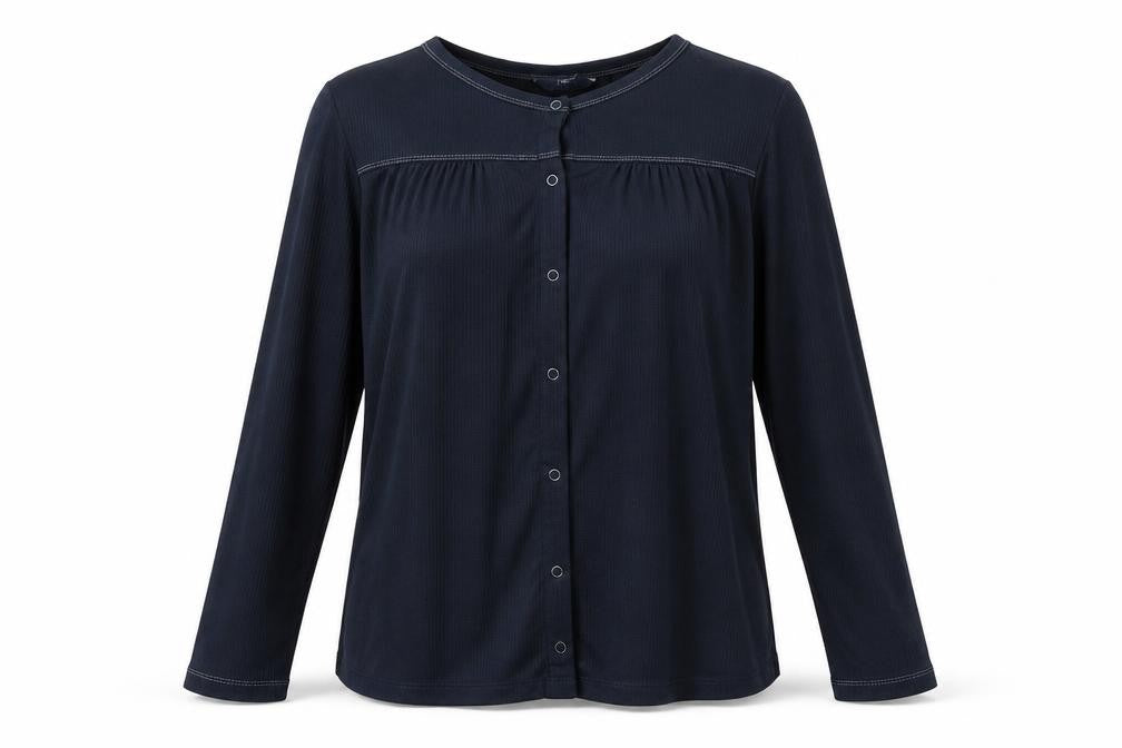 NEXT Womens Black Polyester Basic Button-Up Size 2 Round Neck