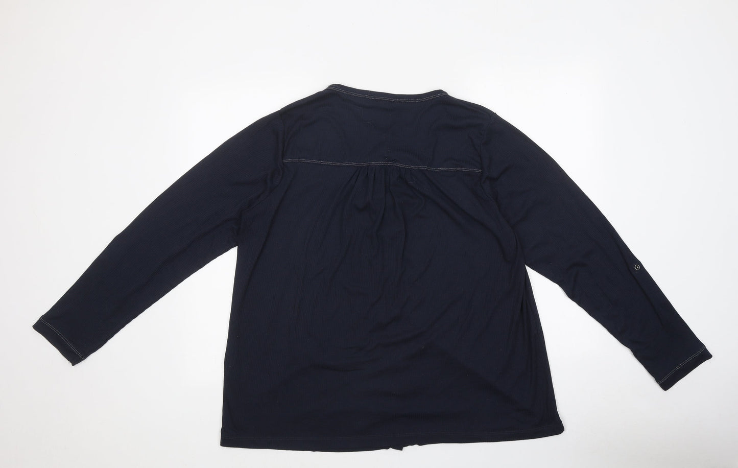 NEXT Womens Black Polyester Basic Button-Up Size 2 Round Neck