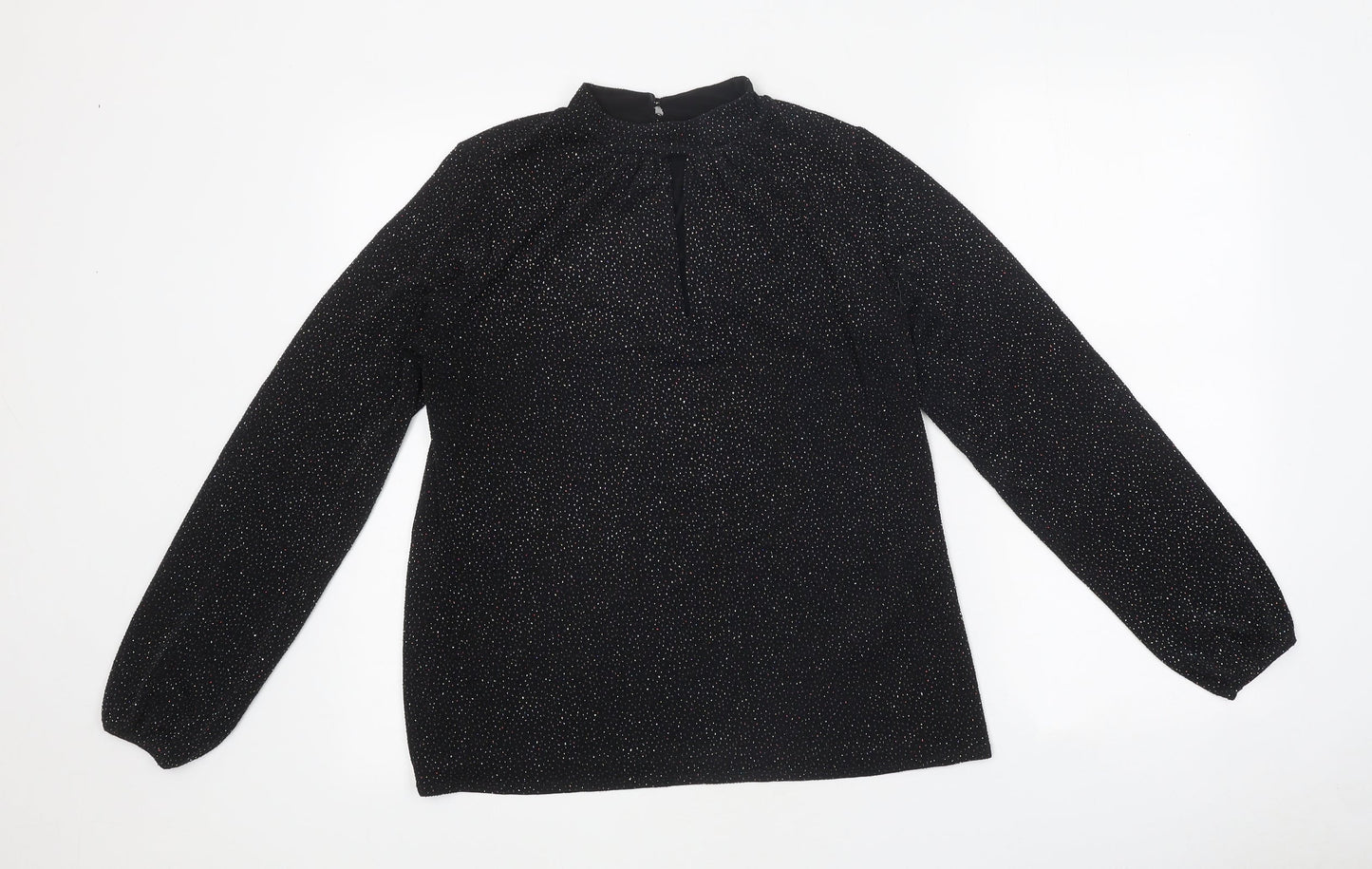 New Look Womens Black Polyester Basic T-Shirt Size 12 High Neck