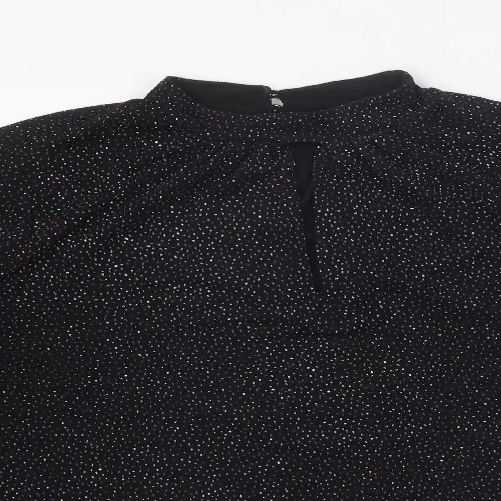 New Look Womens Black Polyester Basic T-Shirt Size 12 High Neck
