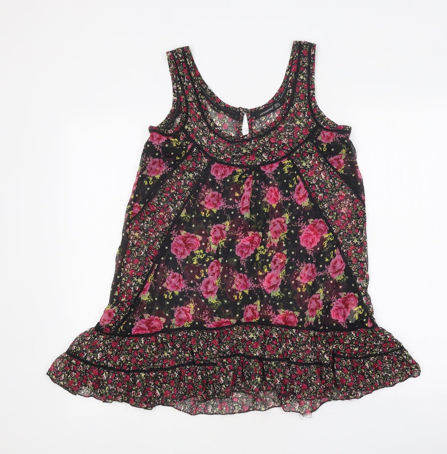 Atmosphere Womens Multicoloured Floral Polyester Basic Tank Size 6 Round Neck