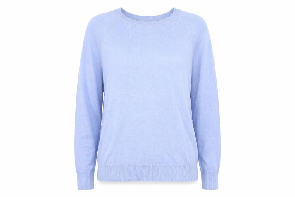 M&Co Womens Blue Round Neck Polyester Pullover Jumper Size 12