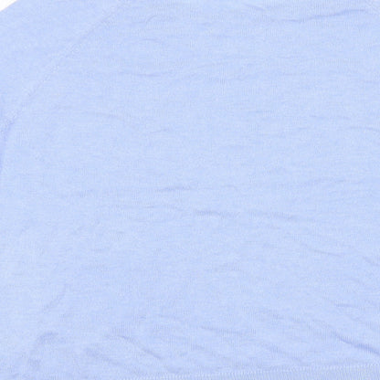 M&Co Womens Blue Round Neck Polyester Pullover Jumper Size 12