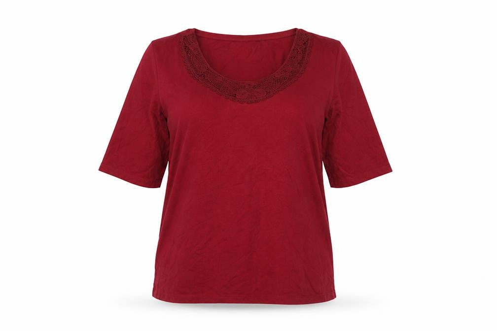 Marks & Spencer Womens Red Polyester Basic T-Shirt Size 12 Round Neck