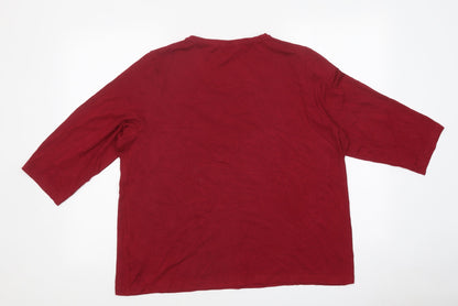 Marks & Spencer Womens Red Polyester Basic T-Shirt Size 12 Round Neck