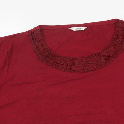 Marks & Spencer Womens Red Polyester Basic T-Shirt Size 12 Round Neck