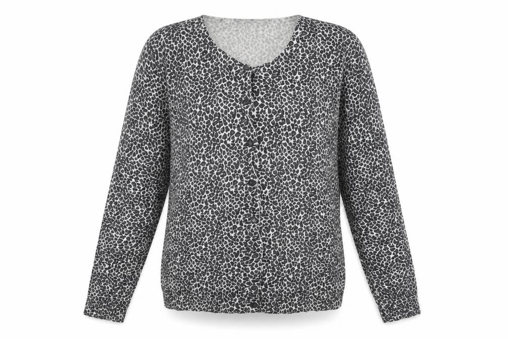 Primark Womens Multicoloured Round Neck Animal Print Polyester Cardigan Jumper Size 14