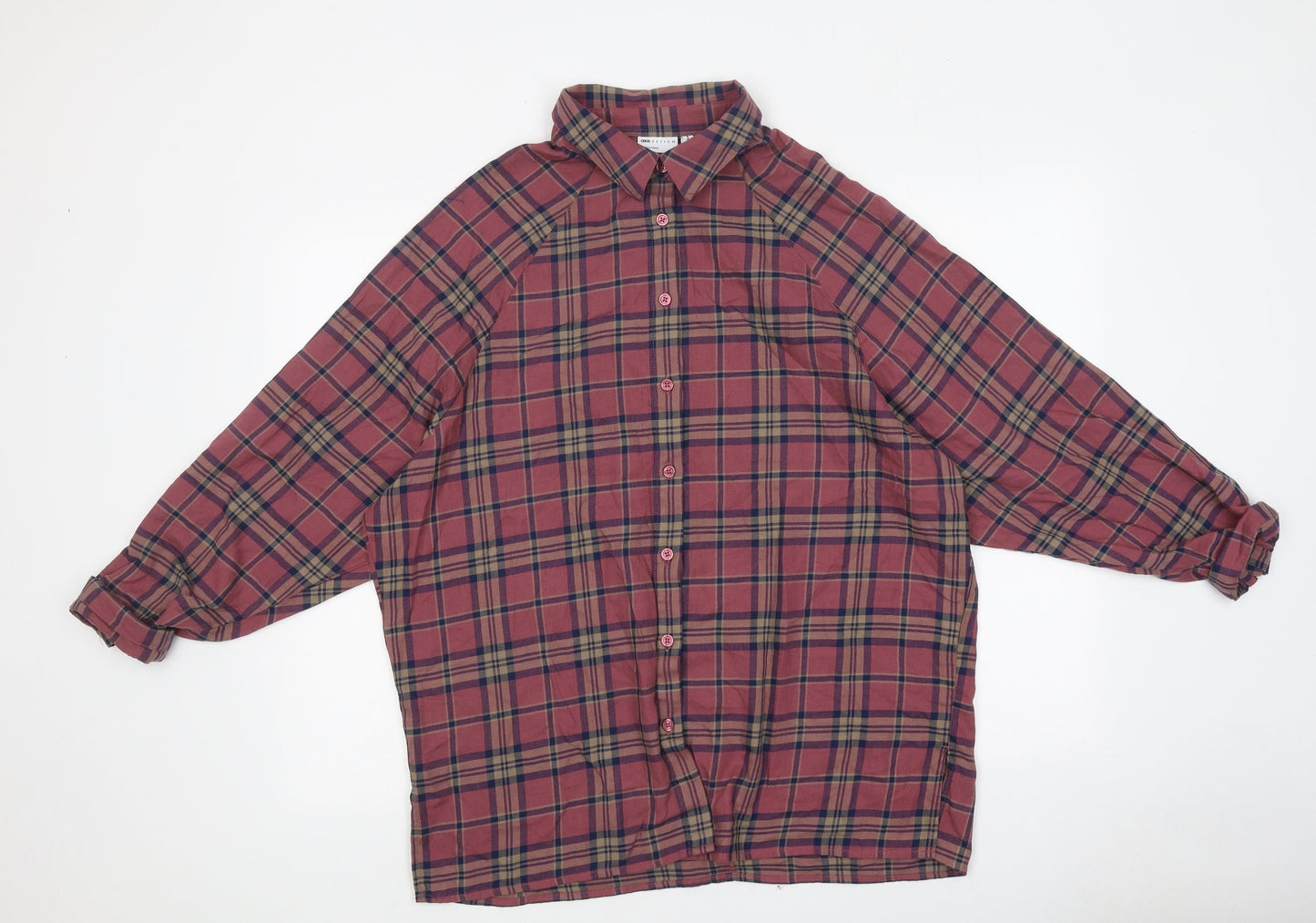 ASOS Womens Purple Plaid Polyester Basic Button-Up Size 8 Collared
