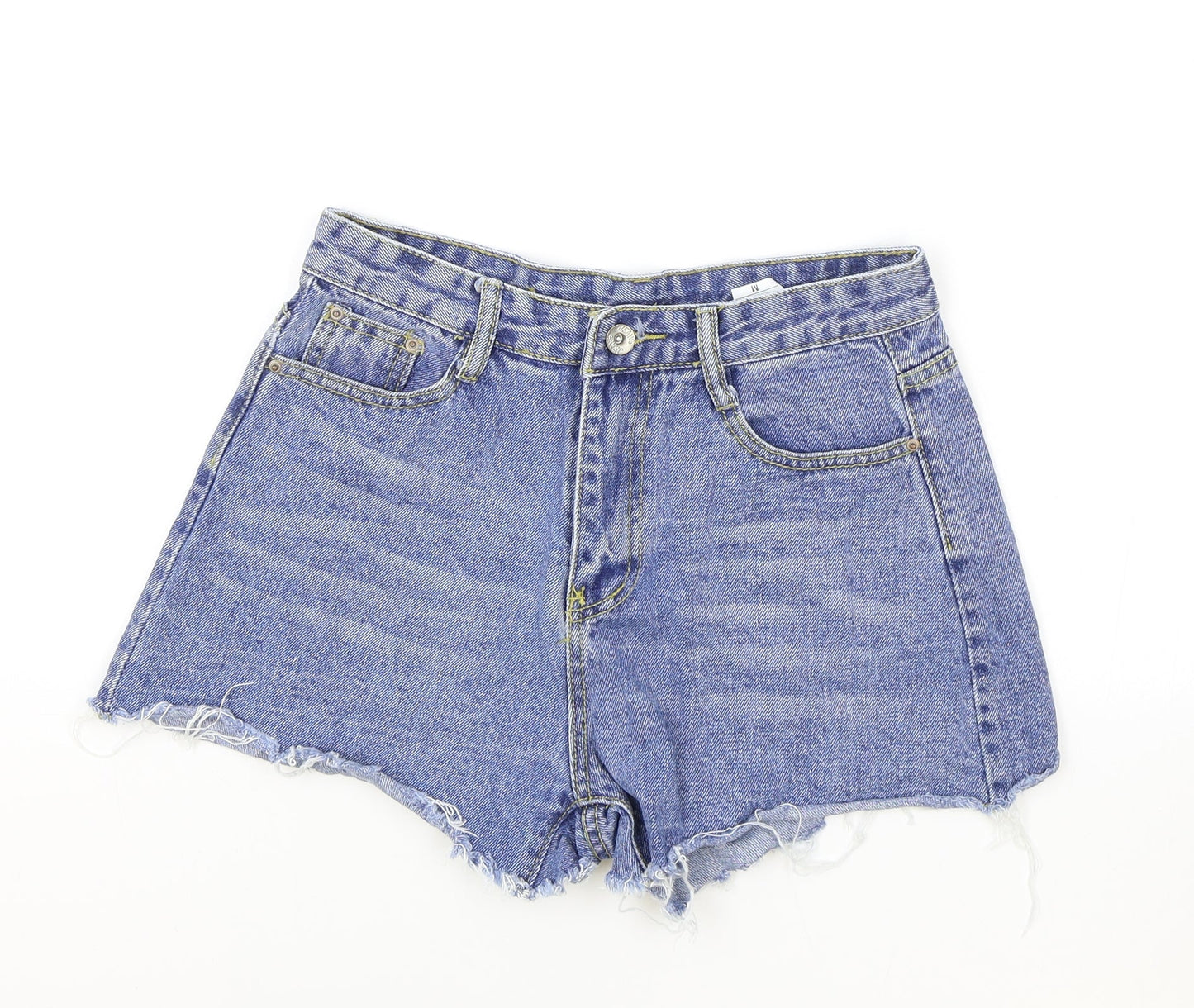 Preworn Womens Blue Cotton Hot Pants Shorts Size M Regular Zip