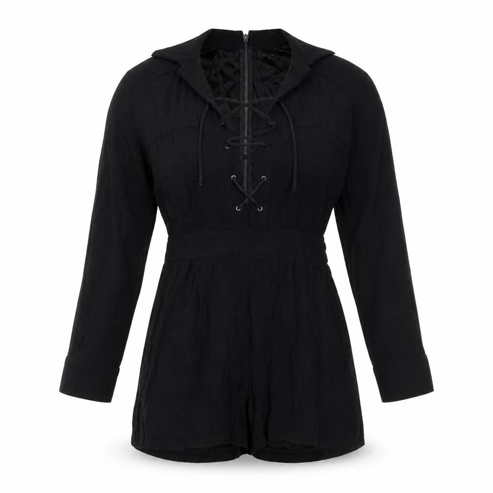 Topshop Womens Black Viscose Playsuit One-Piece Size 8 Zip