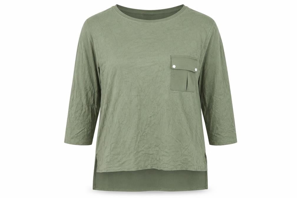 New Look Womens Green Viscose Basic T-Shirt Size 12 Crew Neck - Pocket Detail